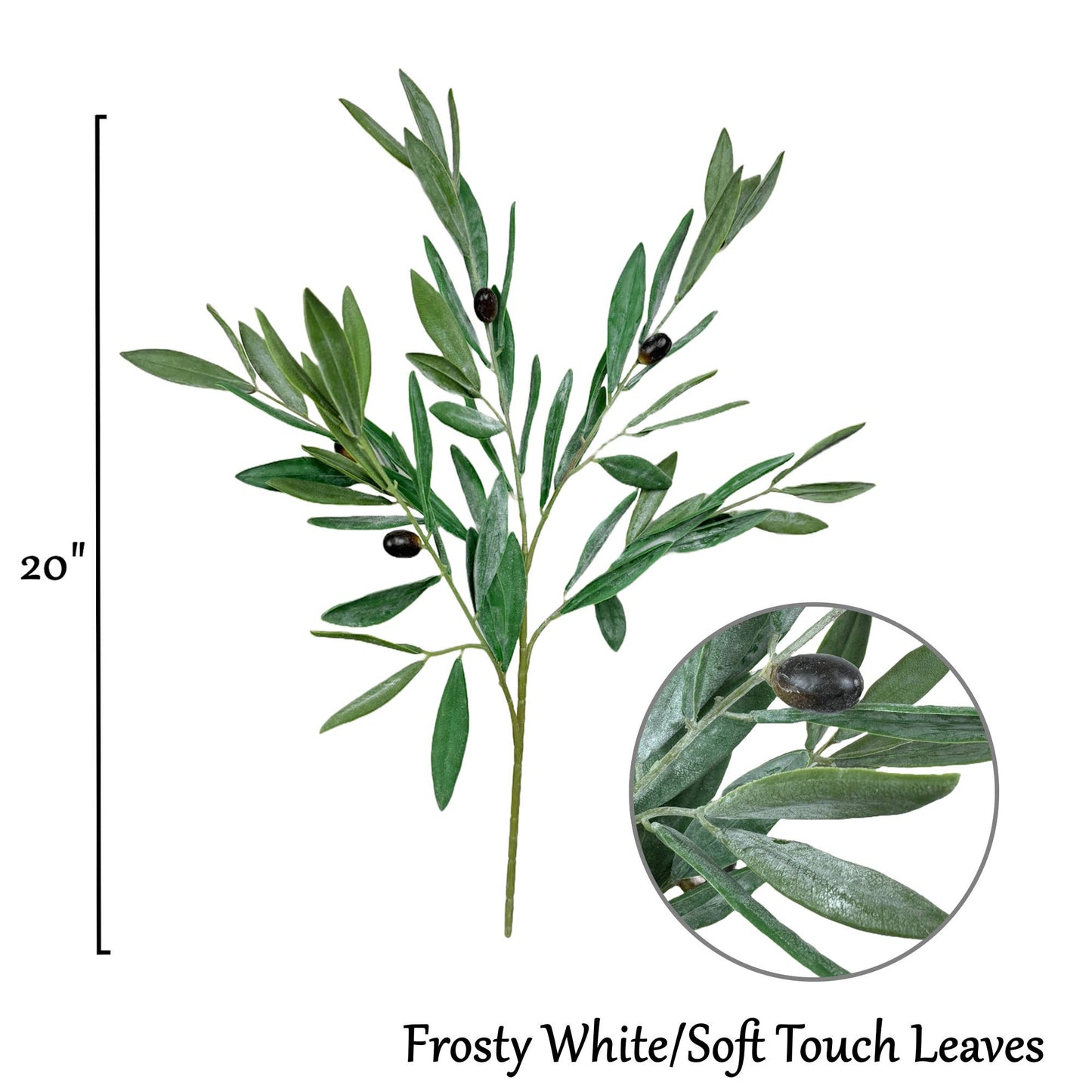 Quality Soft Touch 20" Olive Branch-Frosty White Green
