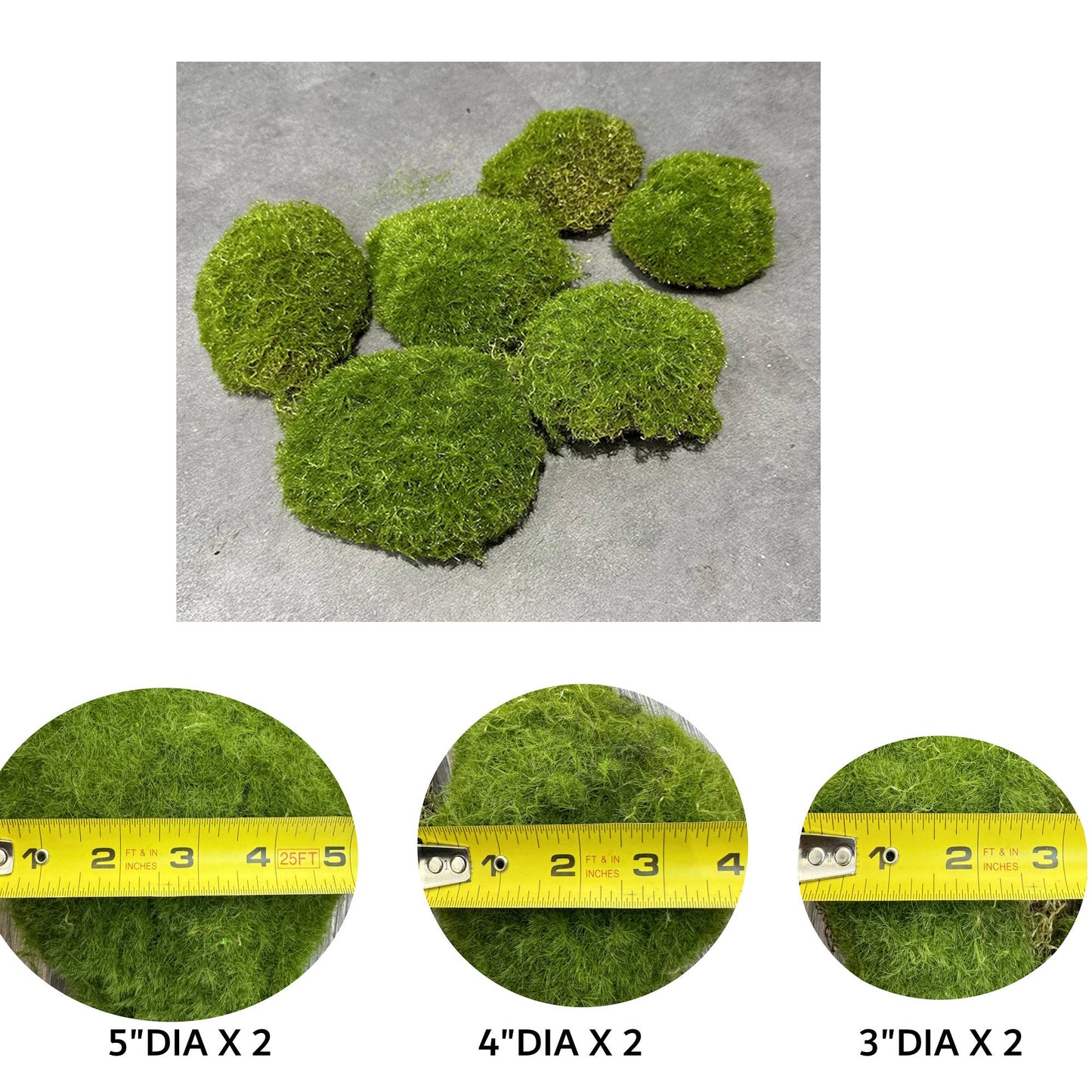 Pack of 6-Large Lifelike Mixed Sizes Artificial Moss pad