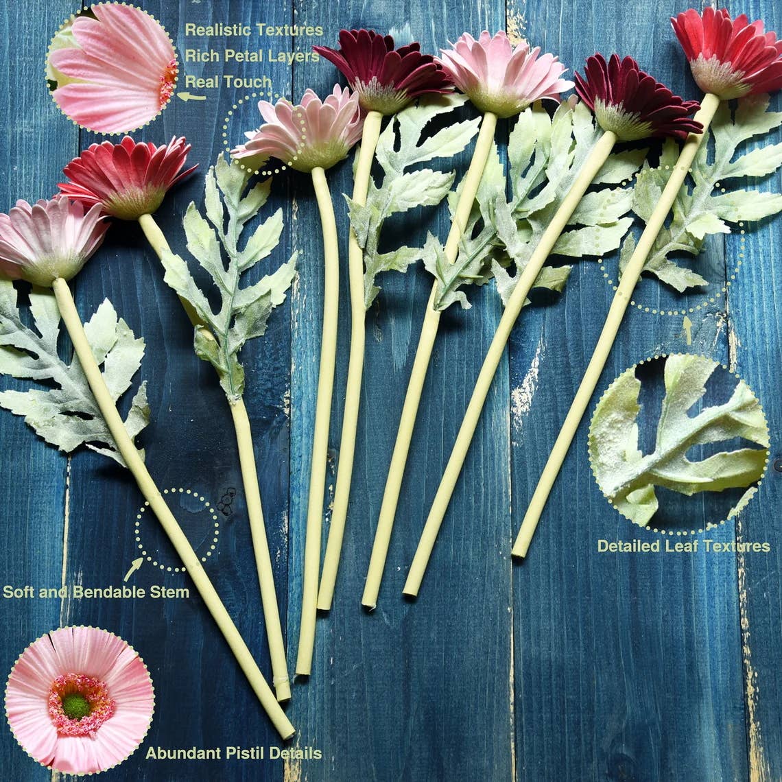 14"-Pack of 7stem Real Touch Daisy Bouquet