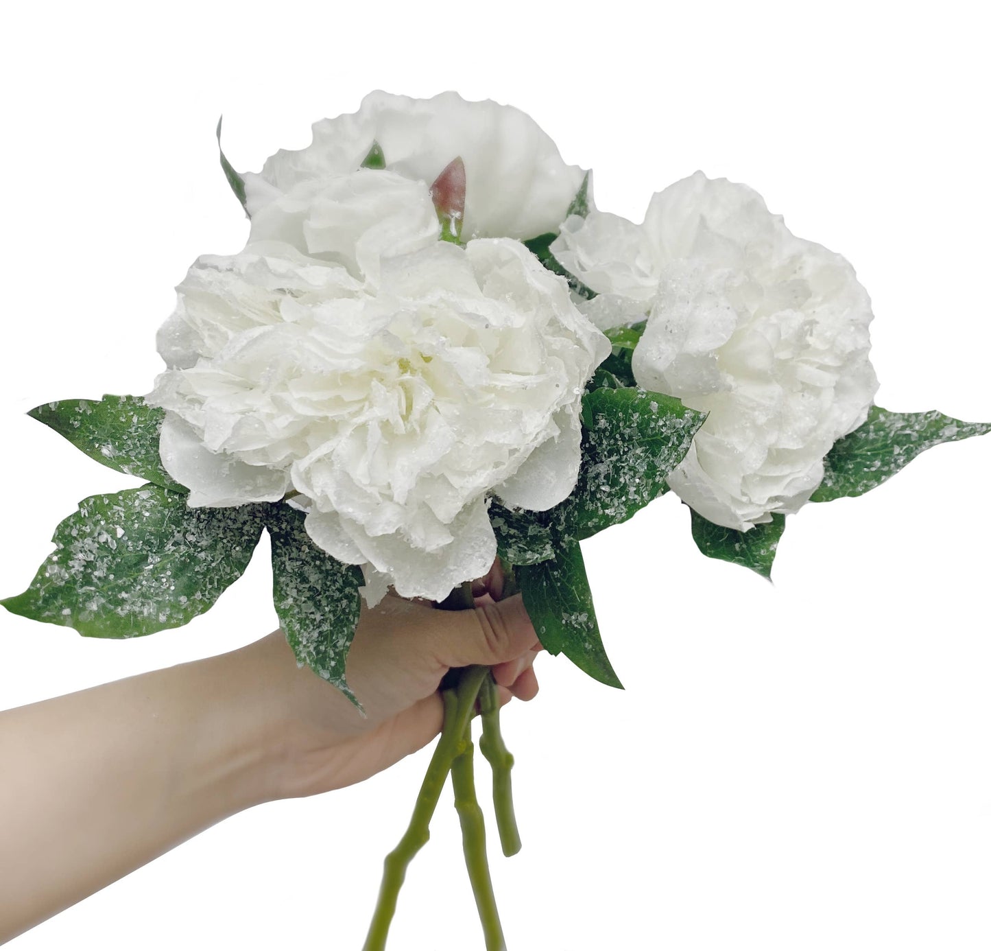14" Artificial Snowy peony bloom
