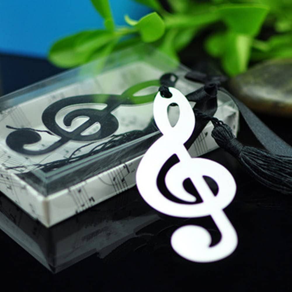 Boxed Bookmark-silver music symbol with tassel