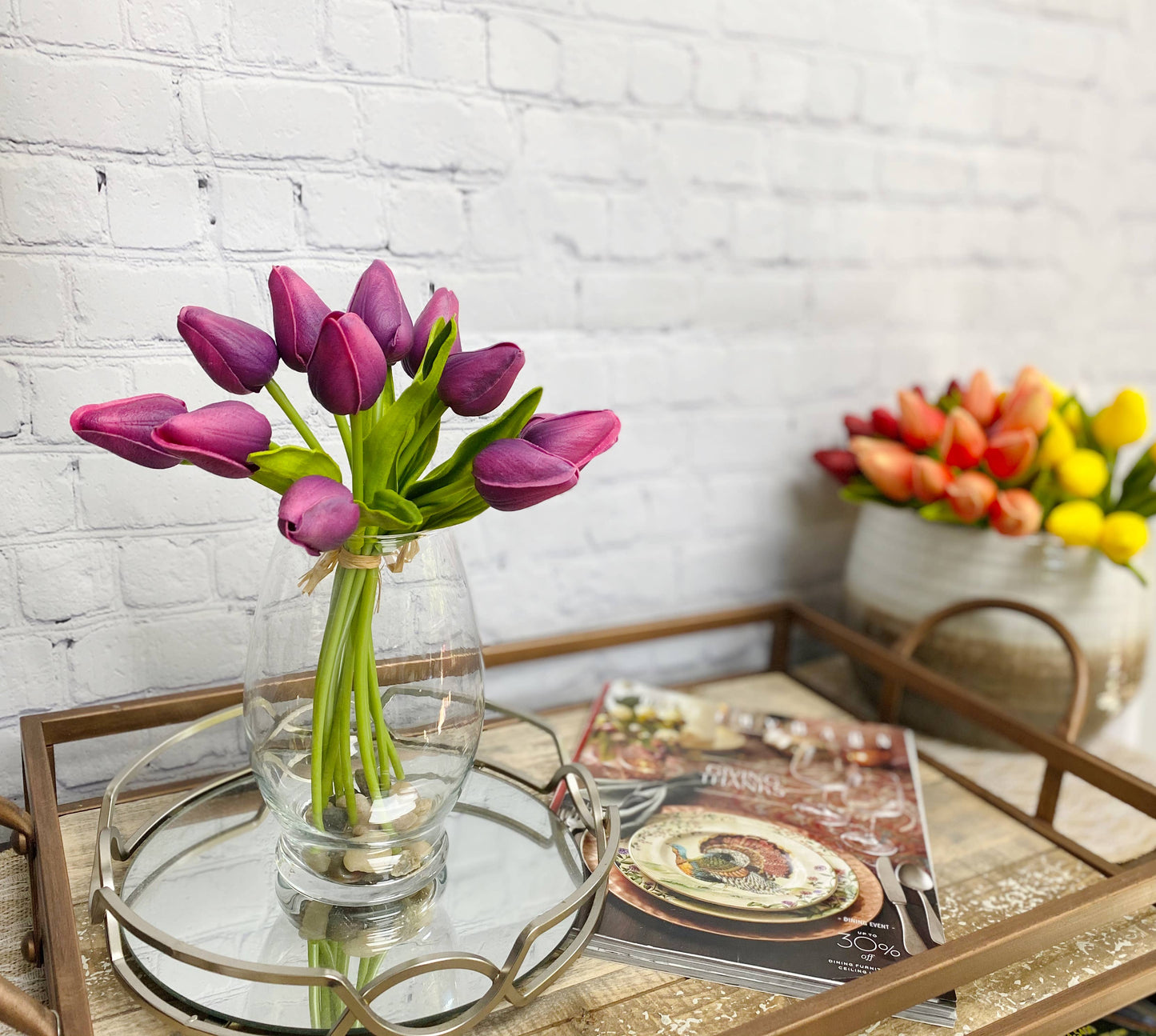 1 Dozen Real Touch Tulip Bud bouquet-13.25"