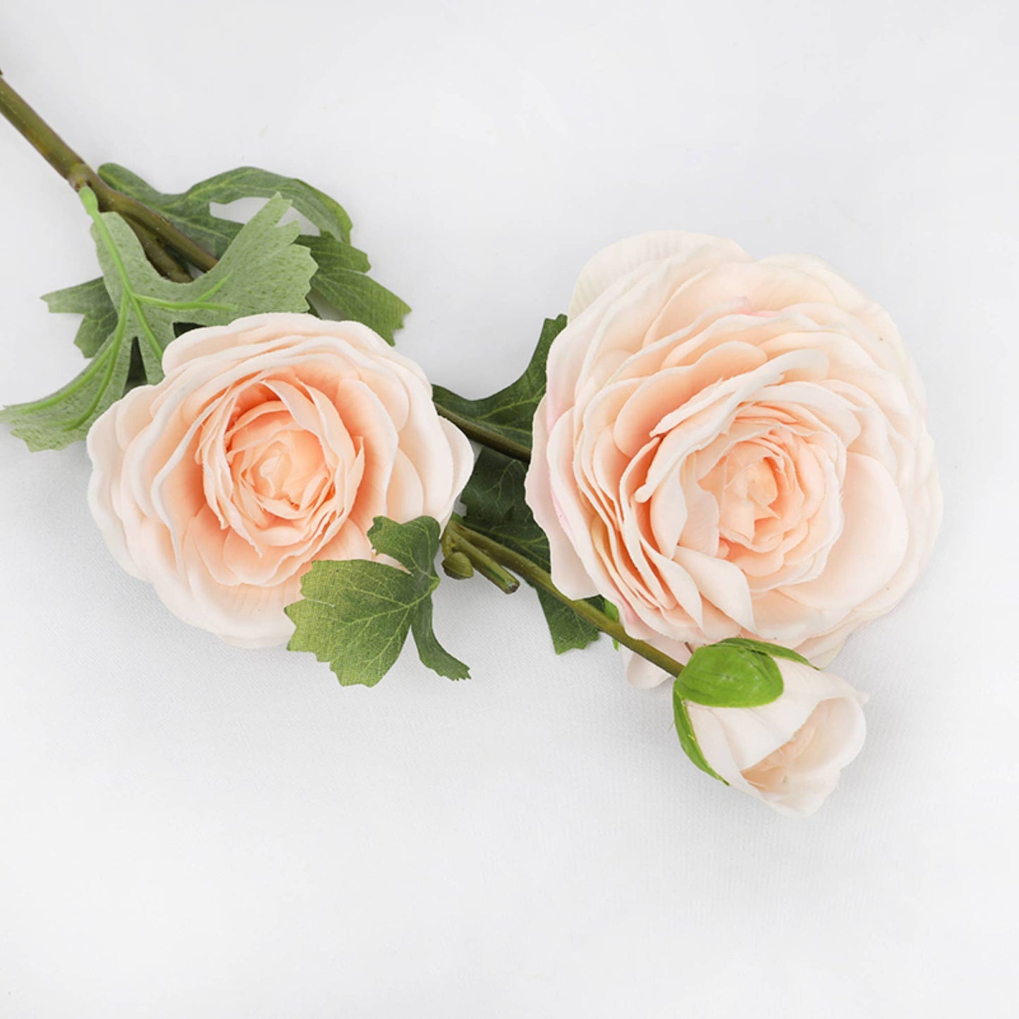 24" Real Touch ranunculus 2 flowers 1 bud