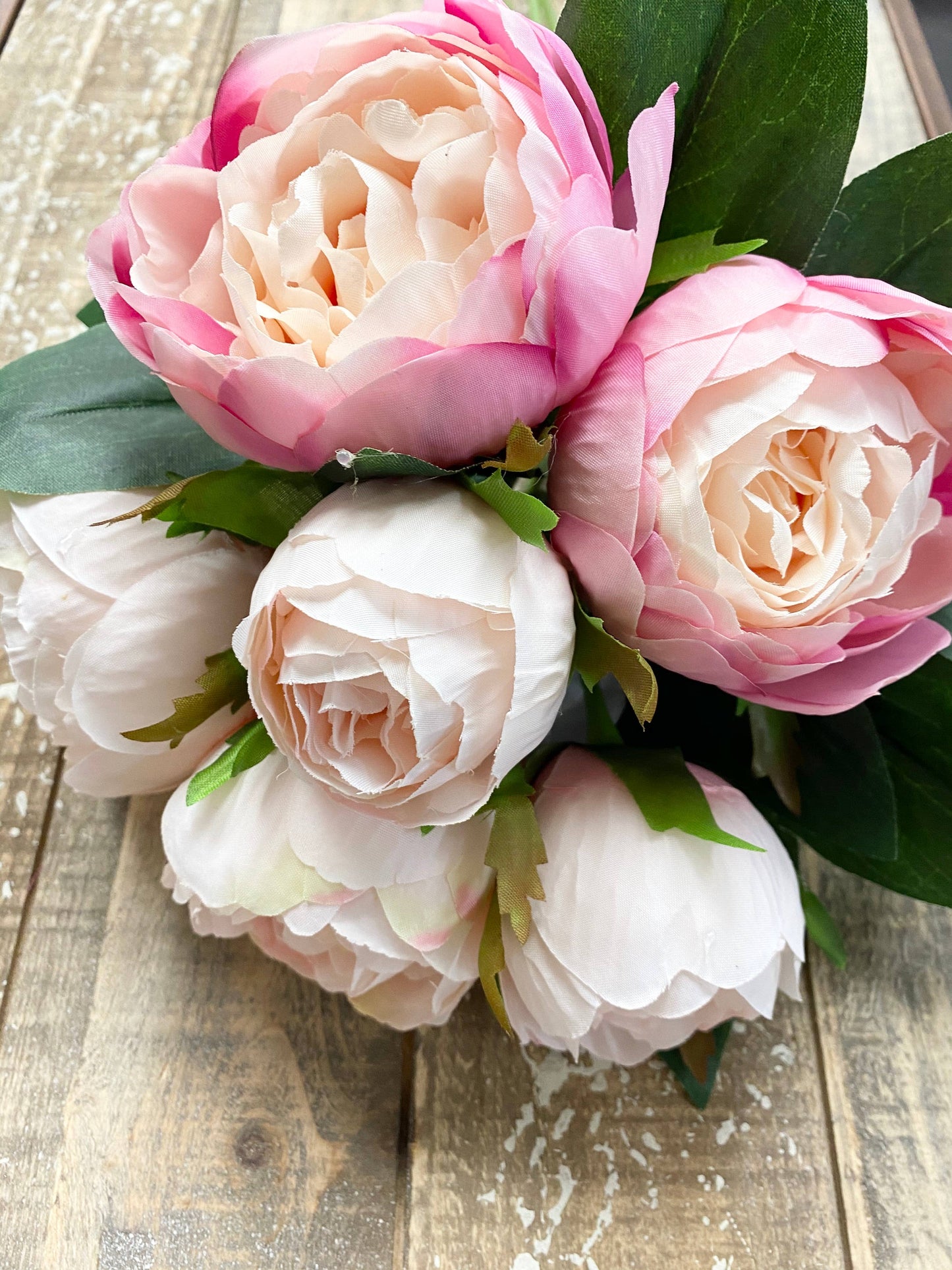 Artificial shades of pink peony bouquet