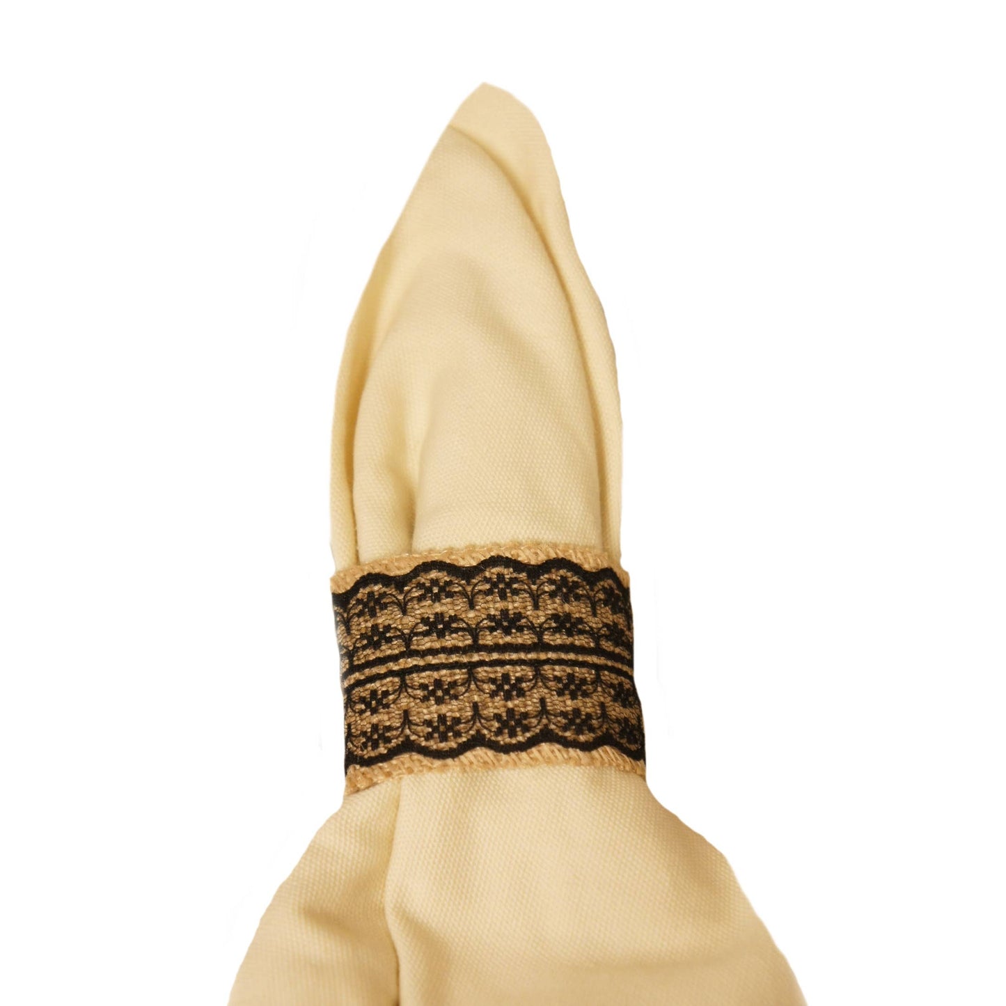 2"Rustic Burlap Napkin ring with Lace-Pack of 6