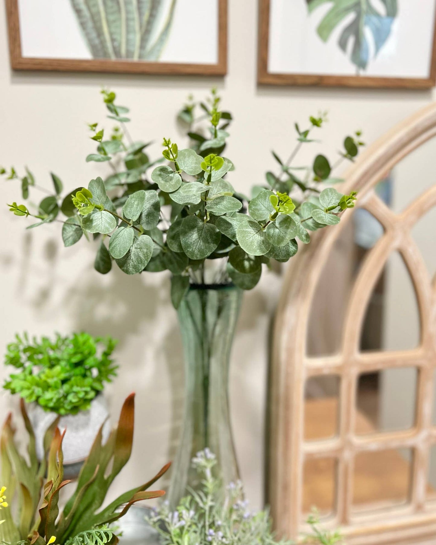 20" Green Grey Artificial Spiral Eucalyptus Bush