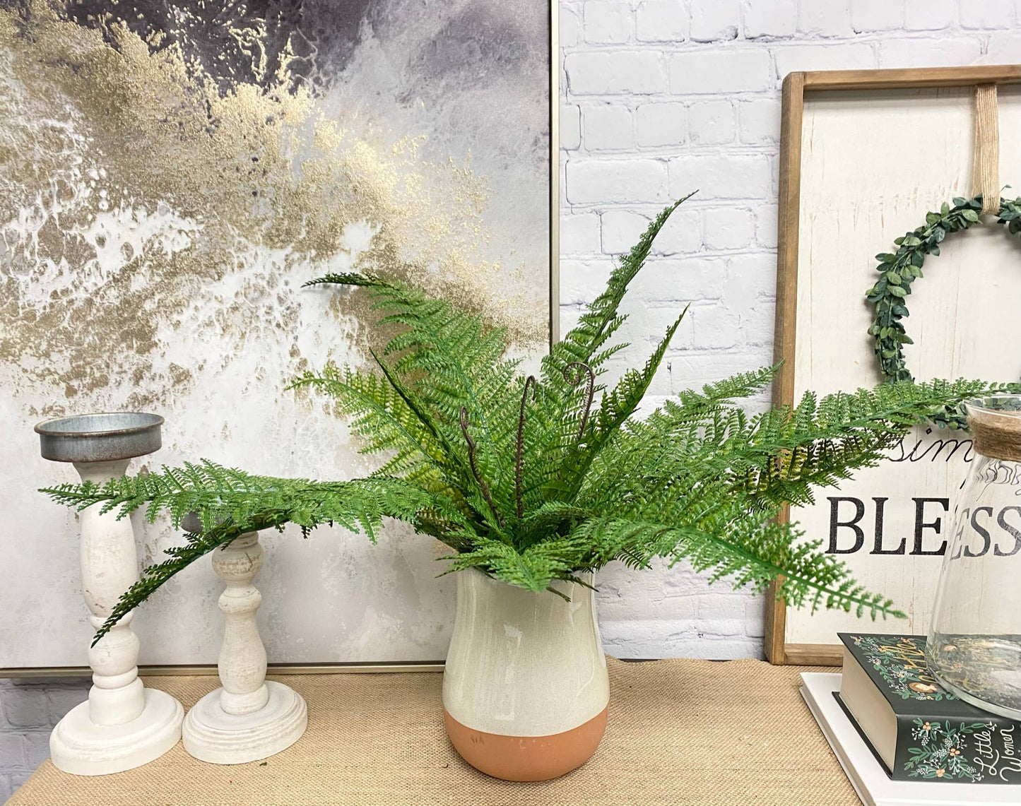 18" Artificial PVC plastic fern bush