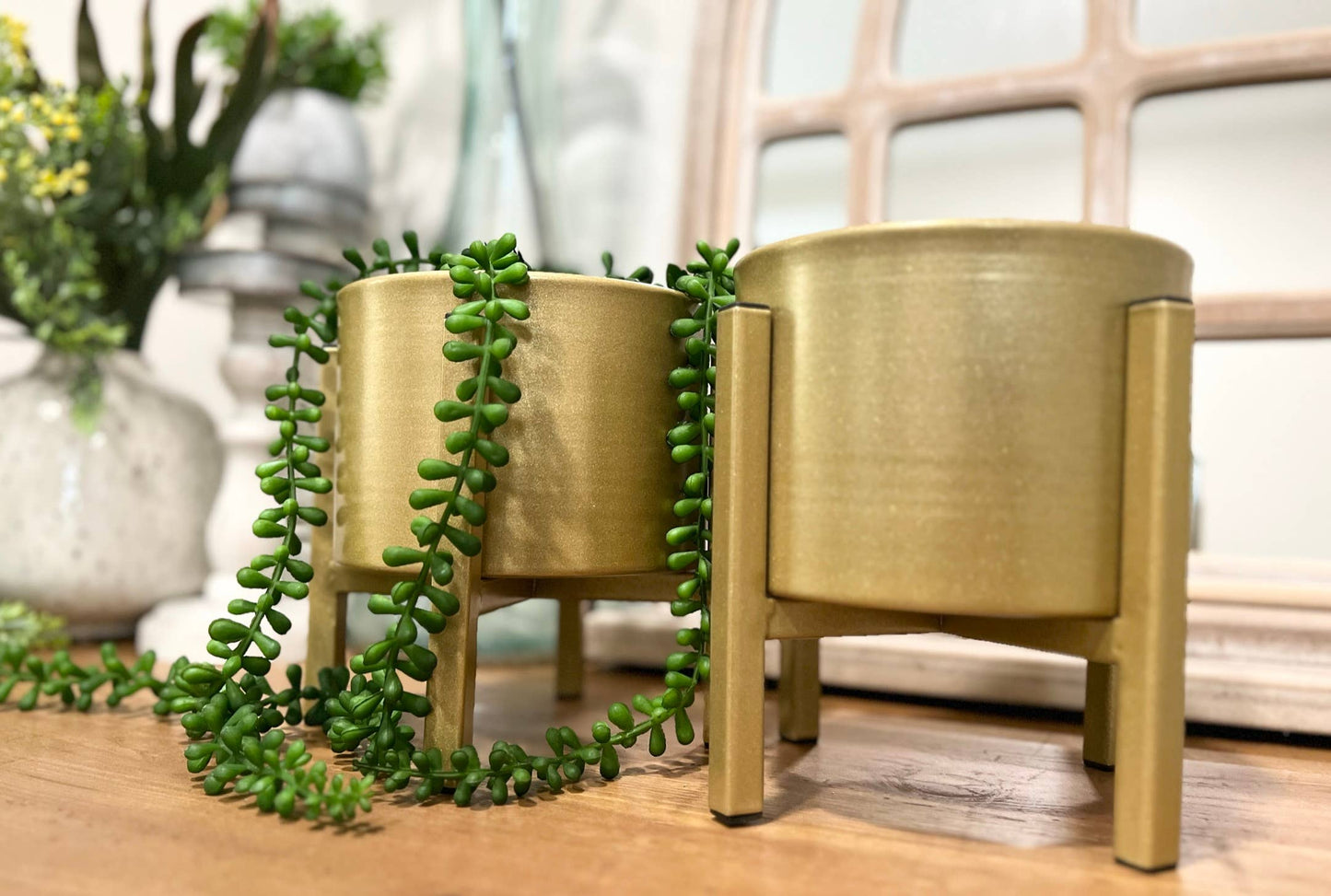 37" real touch faux pearl seeded succulents hanging garland