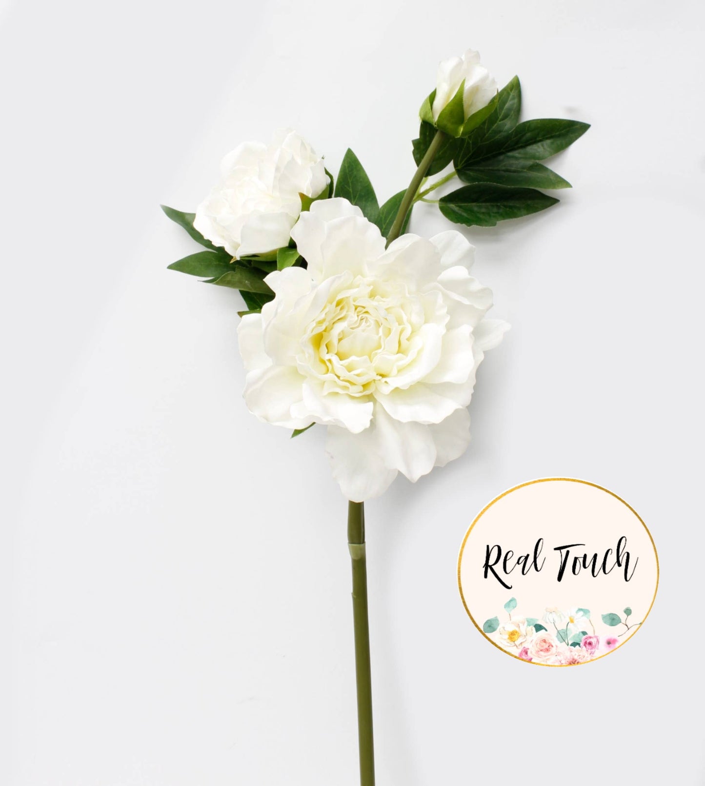26"Premium lifelike Real Touch Peony Stem-2 flowers 1 bud
