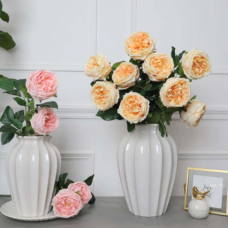 28" Premium Real touch English Cabbage Rose Stem