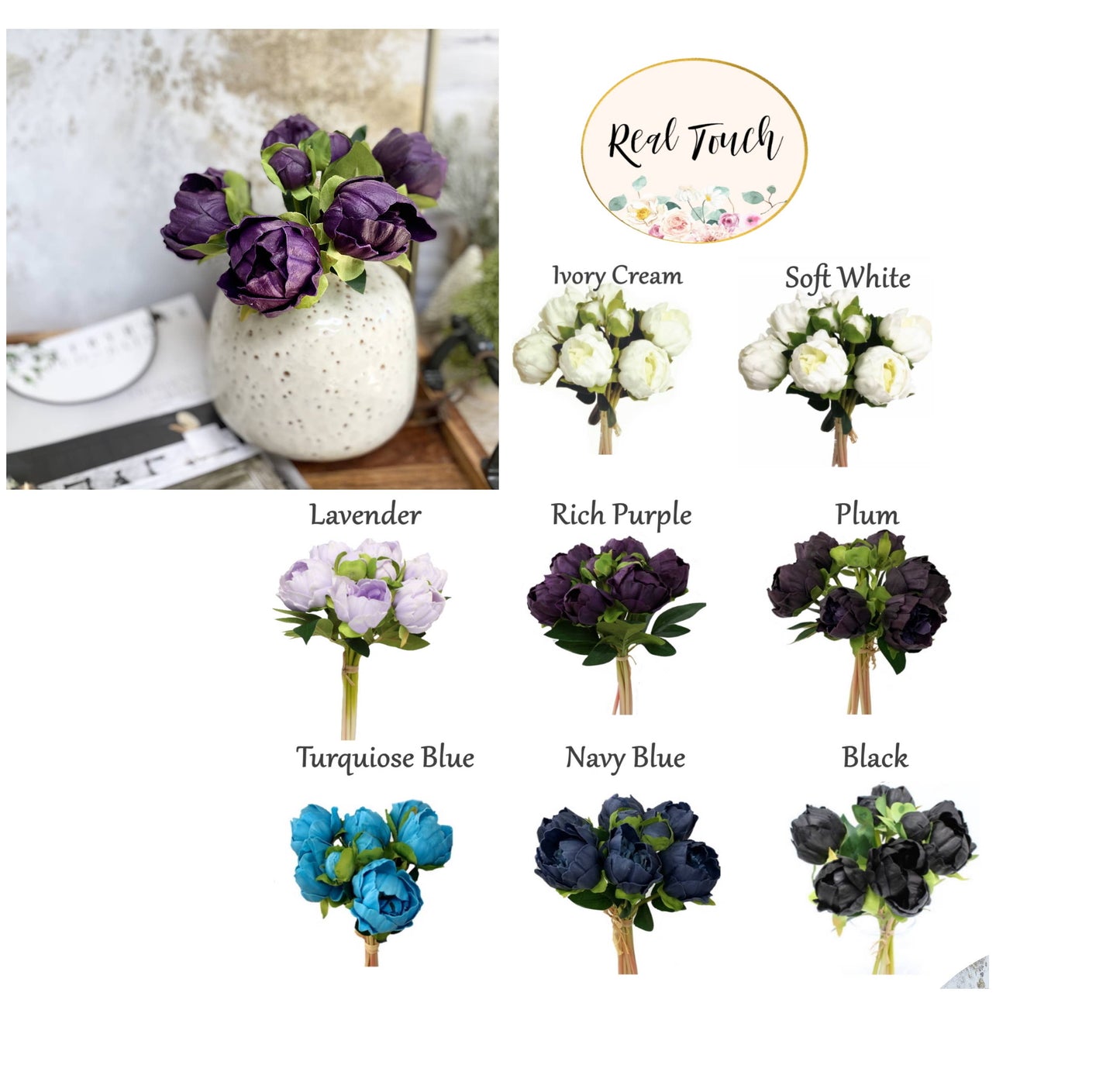 Real touch artificial Peony bouquet