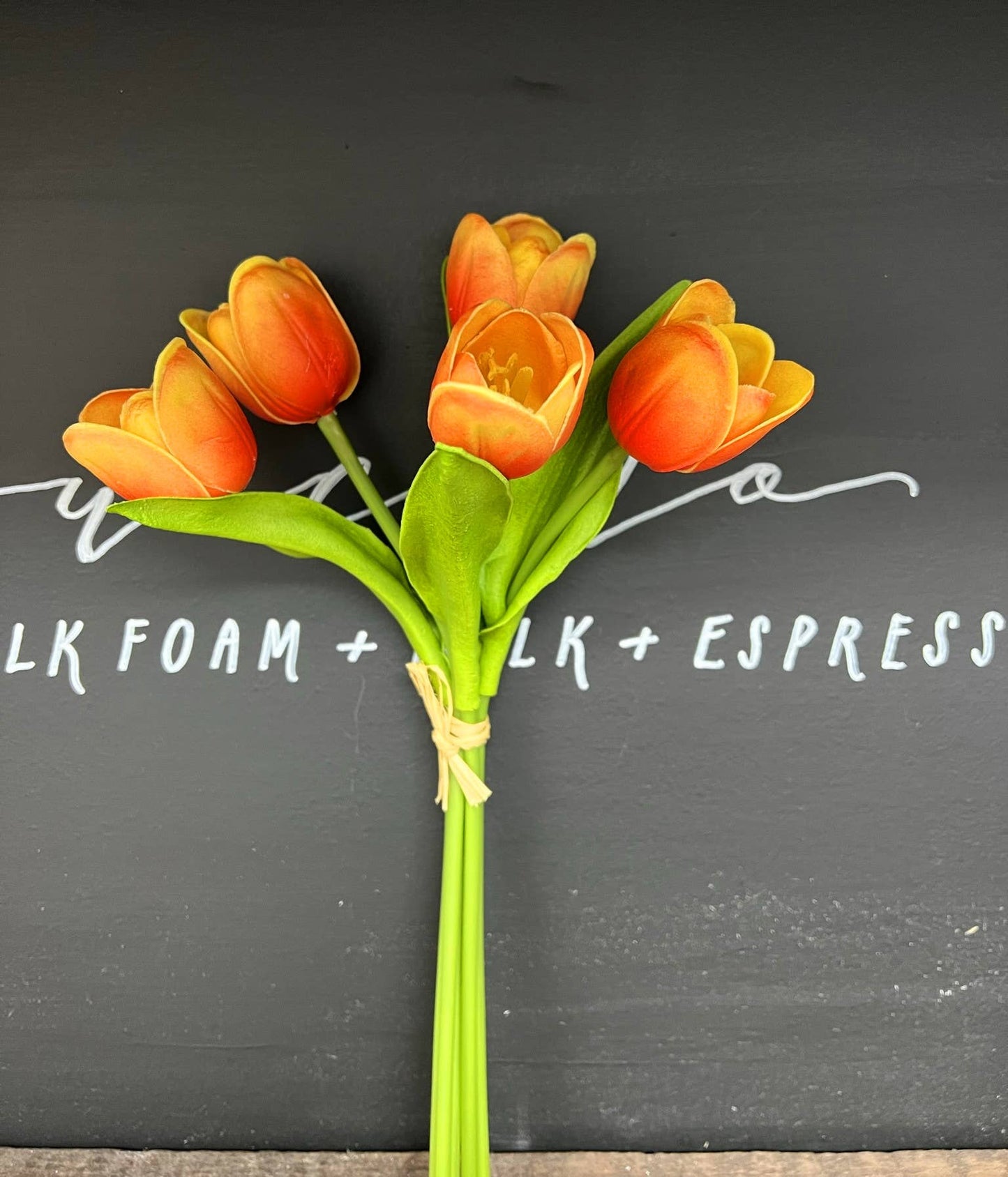 Real Touch Artificial Medium open tulip bouquet-13.25 inch