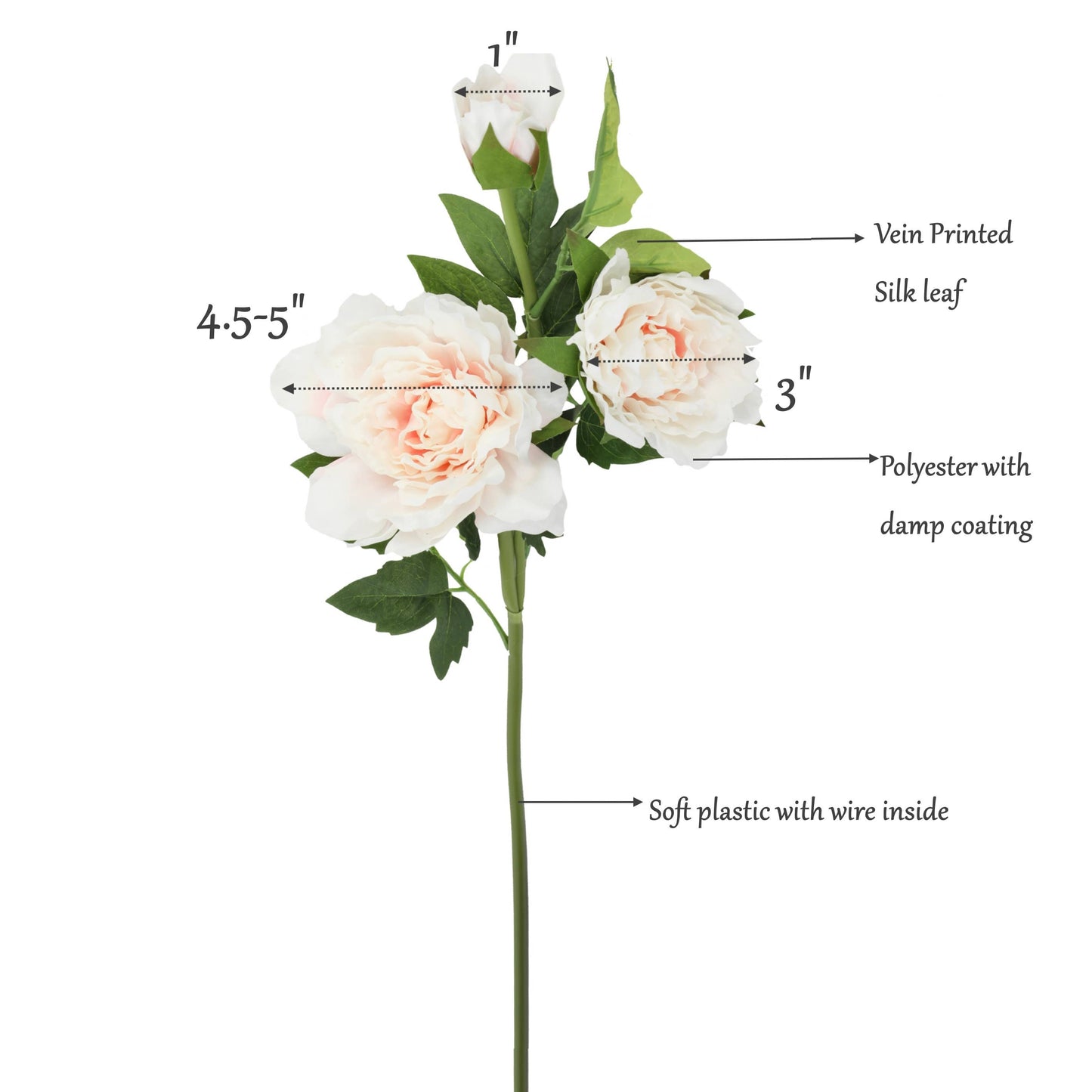 26"Premium lifelike Real Touch Peony Stem-2 flowers 1 bud