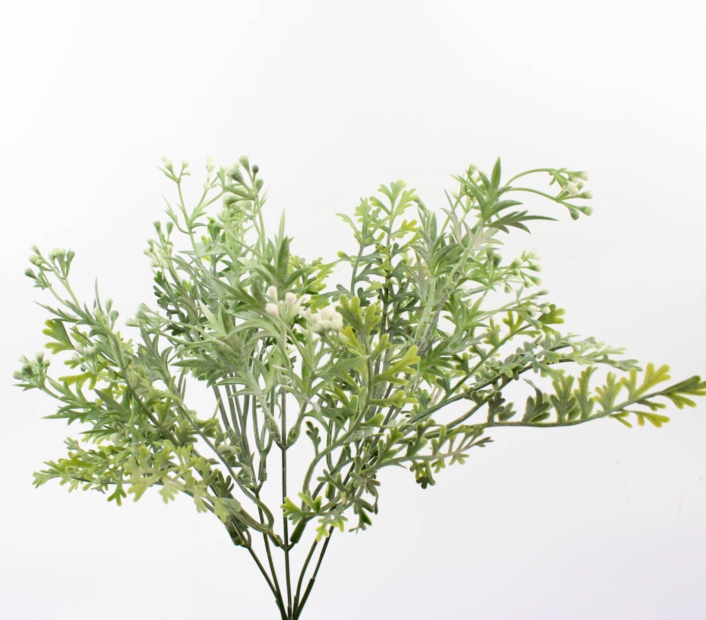14" Artificial Flocked frosty Dusty Miller Bush