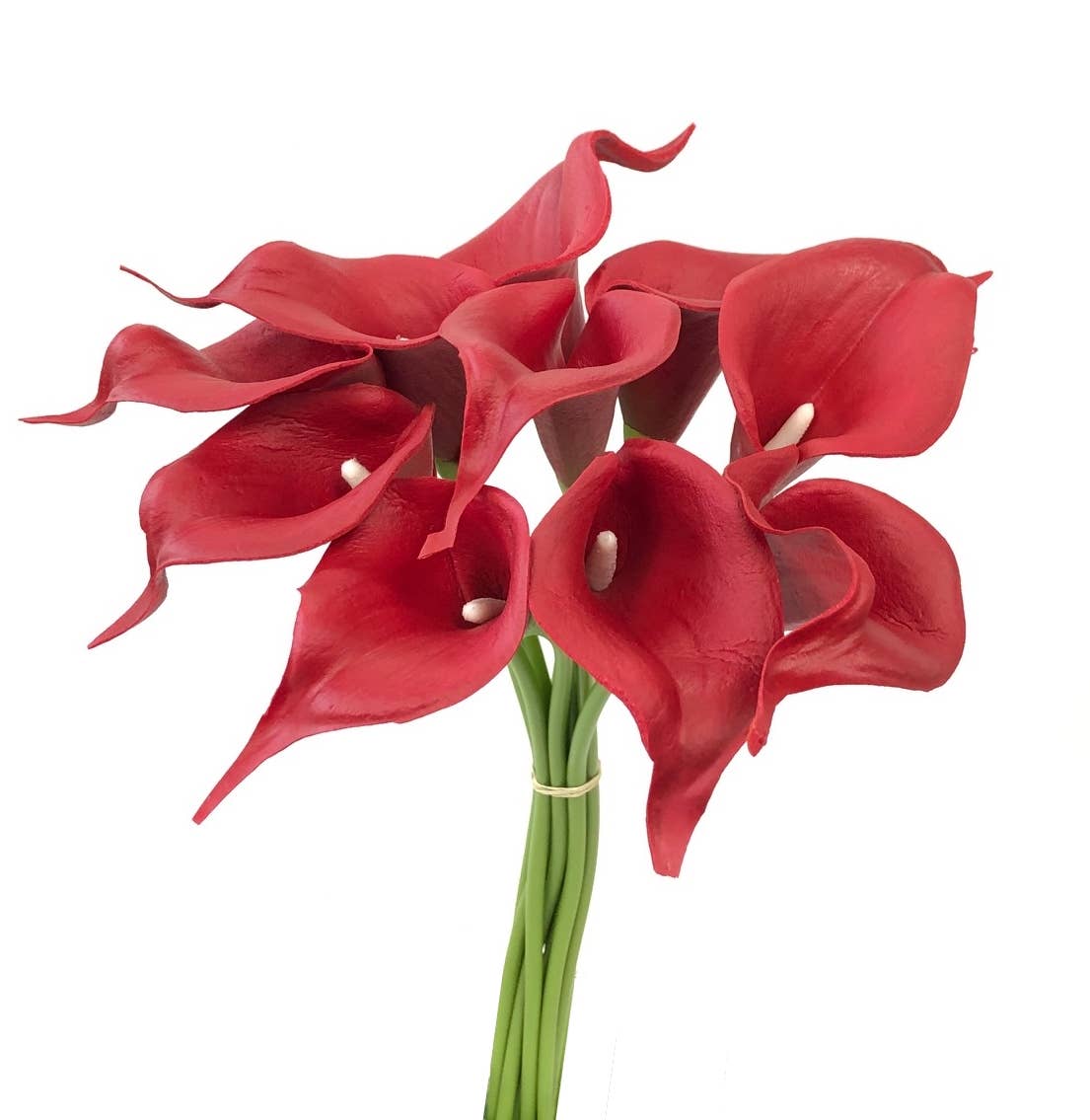 14"-10 stem bundled Real touch Red Calla lilies