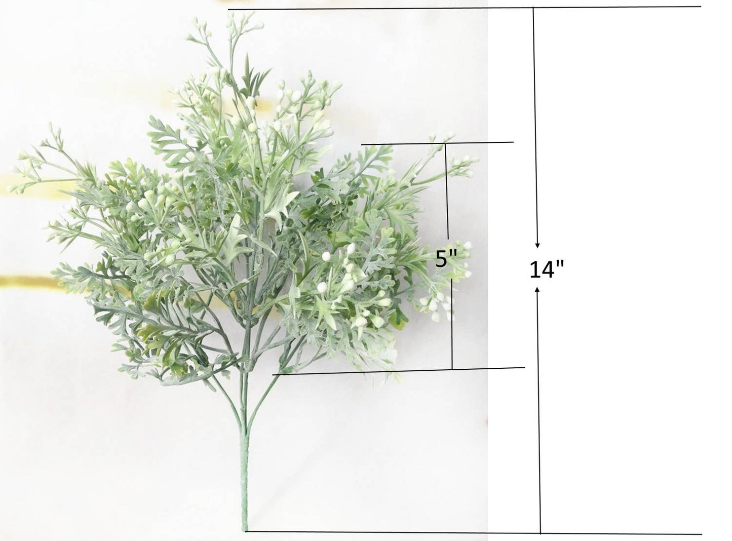 14" Artificial Flocked frosty Dusty Miller Bush