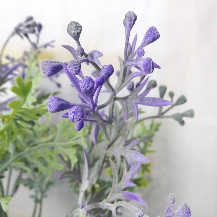 14" Artificial Flocked frosty Dusty Miller Bush