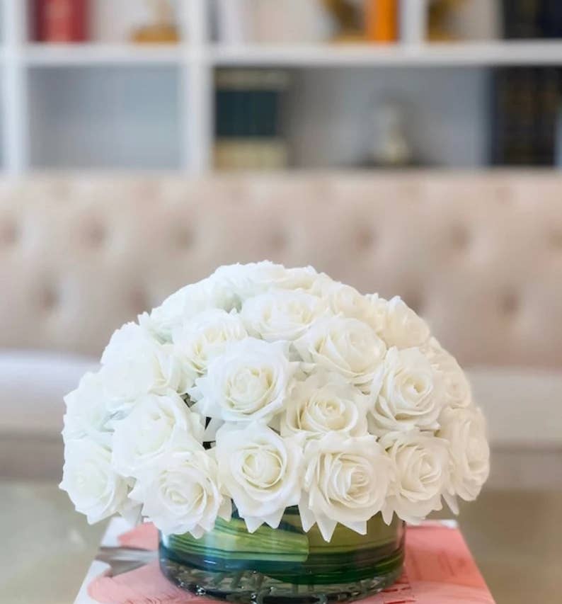 Pack of 6 stems-Real Touch medium open rose bouquet