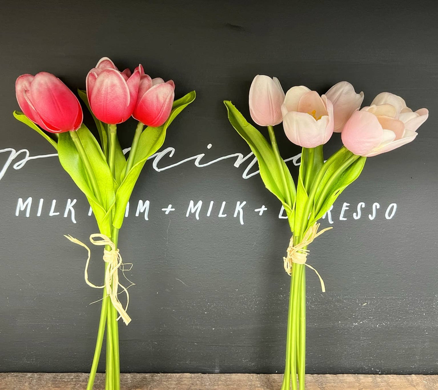 Real Touch Artificial Medium open tulip bouquet-13.25 inch