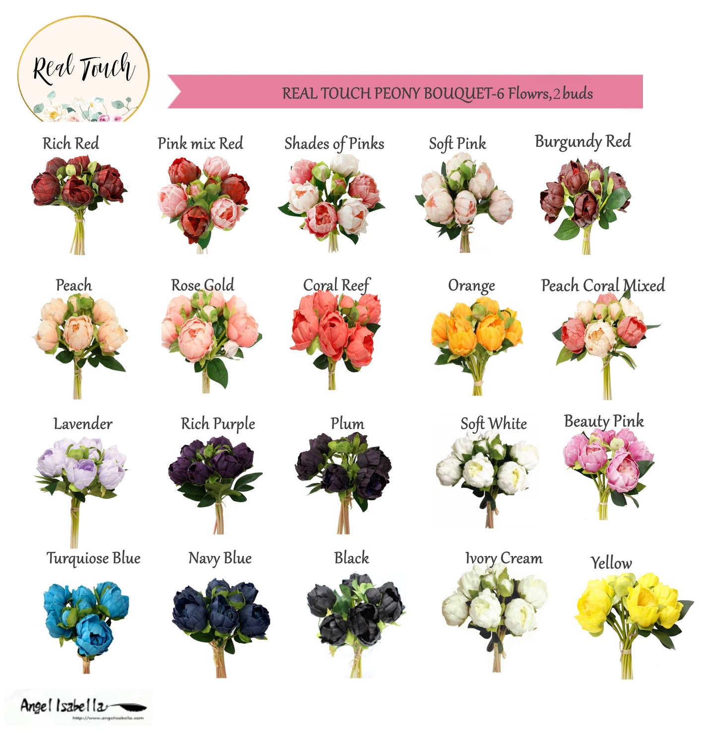 Real touch artificial Peony bouquet