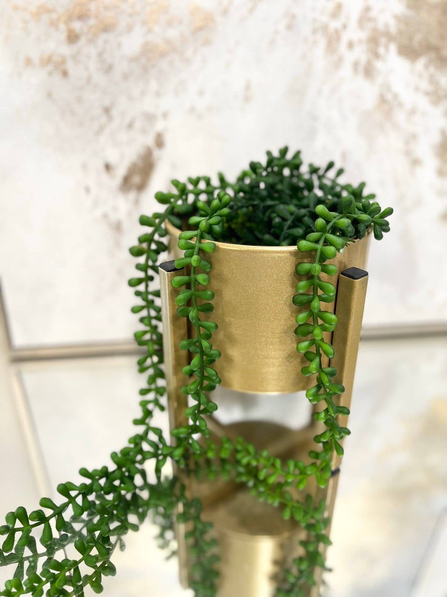 37" real touch faux pearl seeded succulents hanging garland