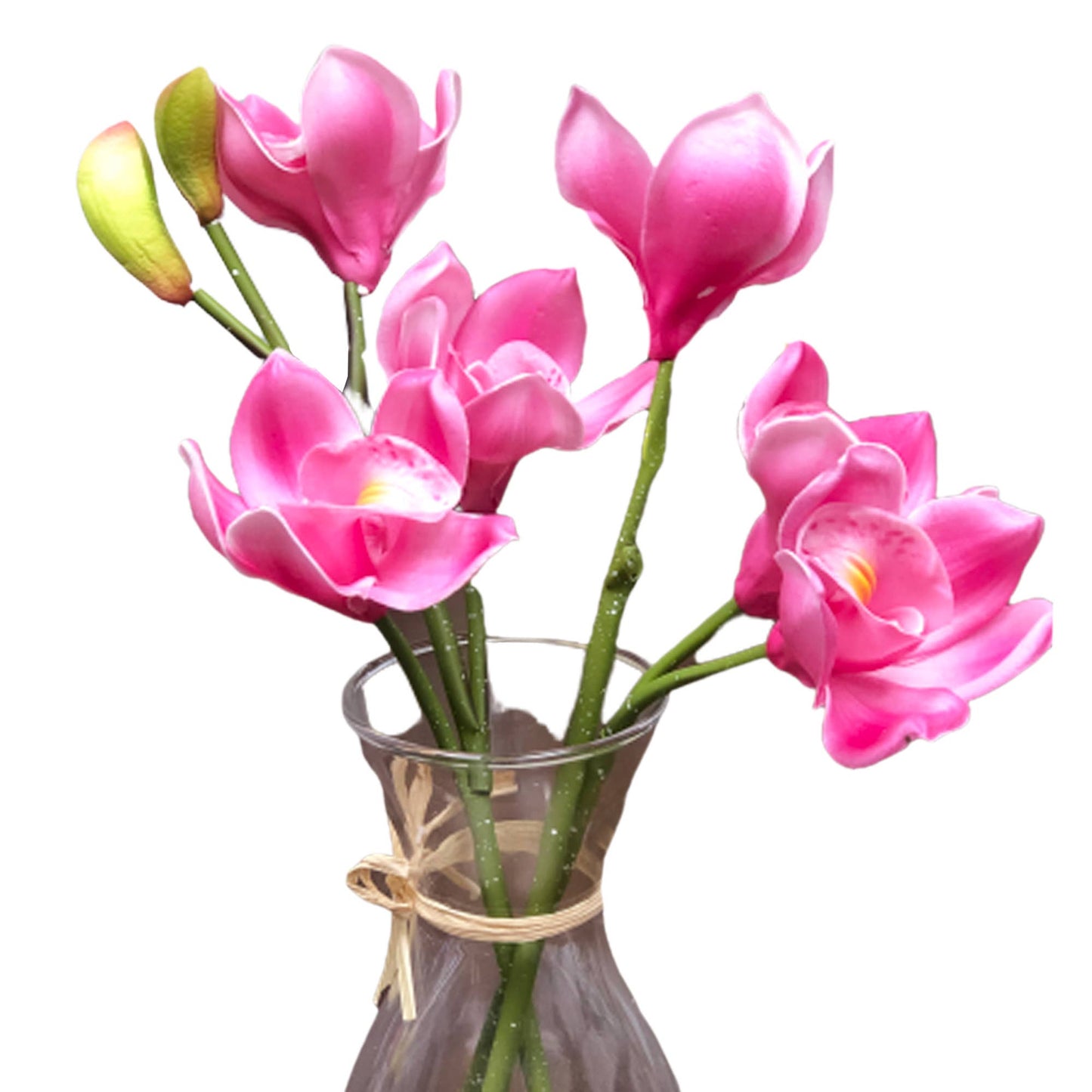 11" Tabletop centerpiece-faux real touch orchid Glass Vase
