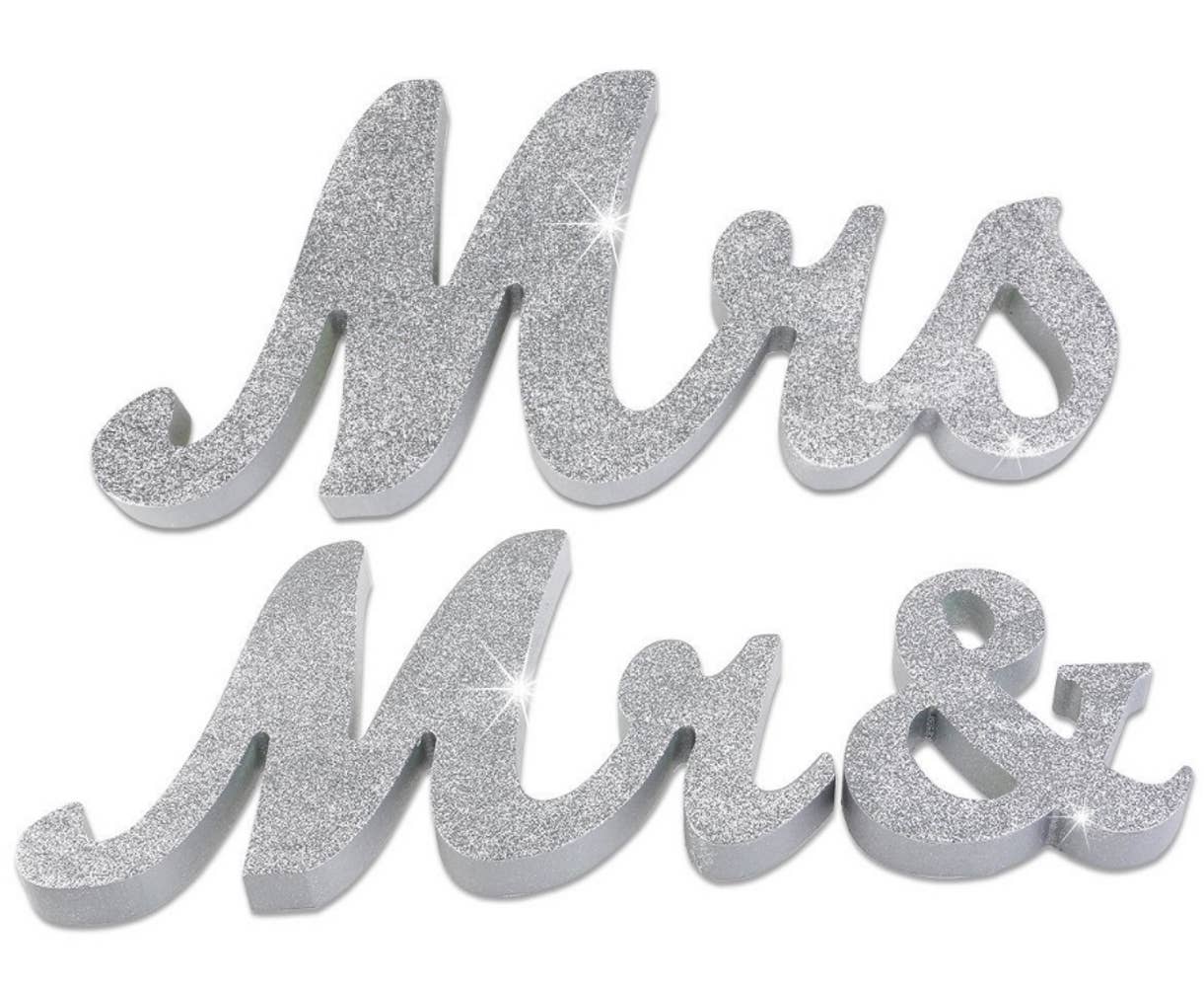 Metallic Wood Wedding Table Sign Mr. & Mrs.