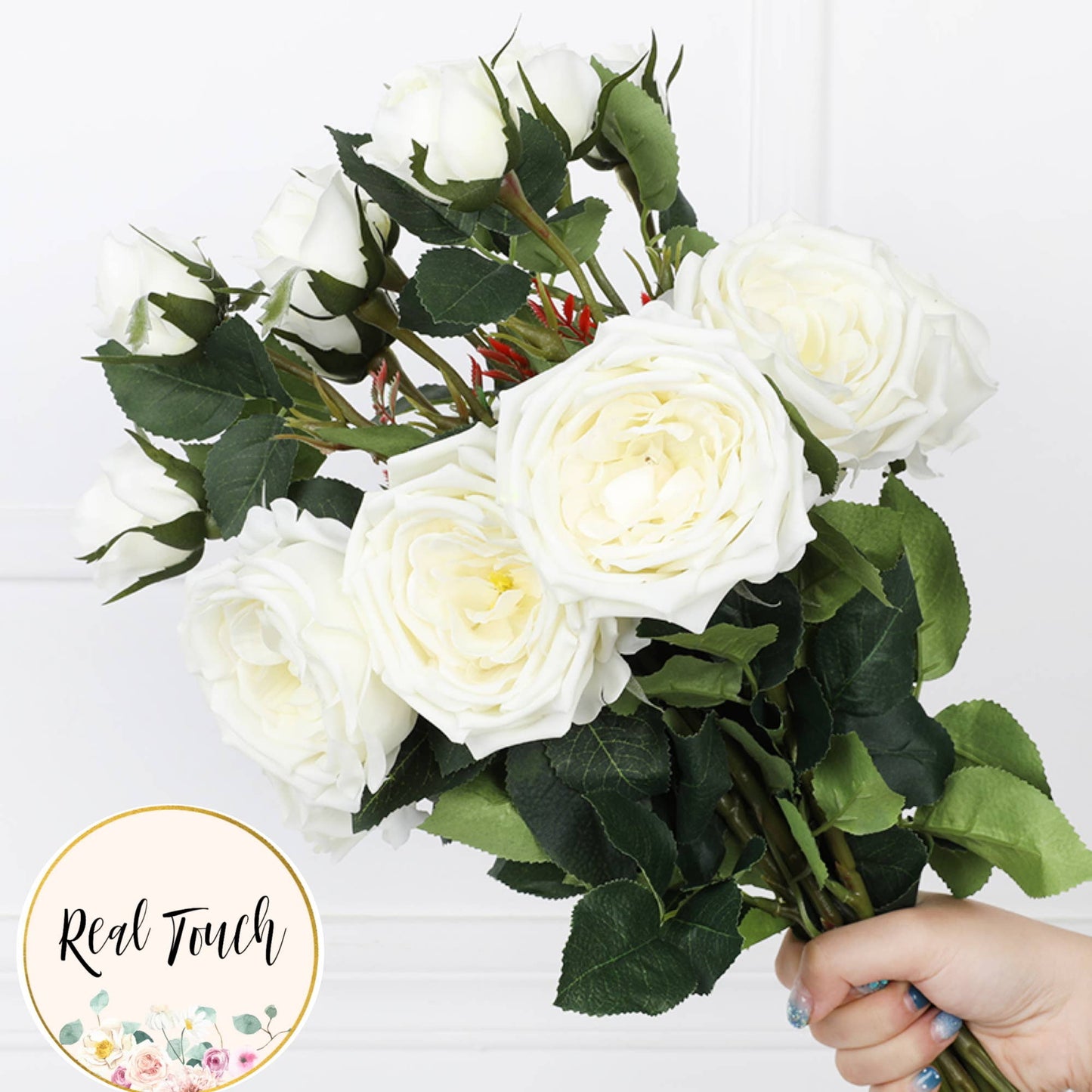 26.5"-real touch English Cabbage Rose spray