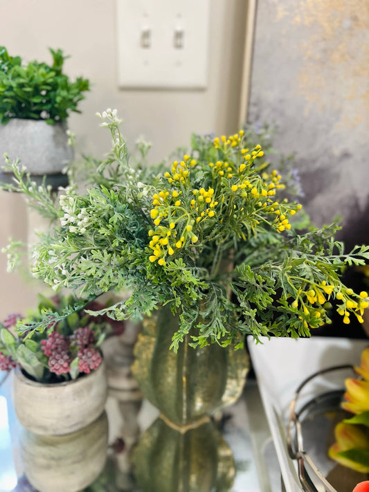 14" Artificial Flocked frosty Dusty Miller Bush