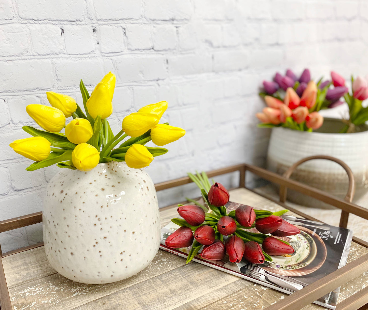 1 Dozen Real Touch Tulip Bud bouquet-13.25"