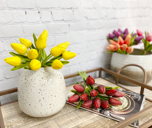 1 Dozen Real Touch Tulip Bud bouquet-13.25"