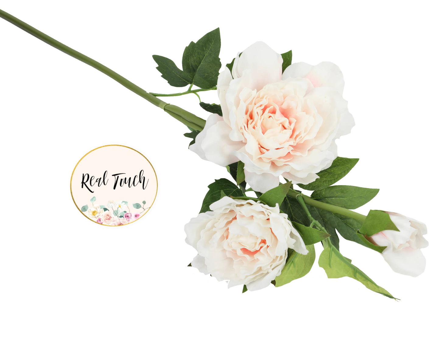 26"Premium lifelike Real Touch Peony Stem-2 flowers 1 bud