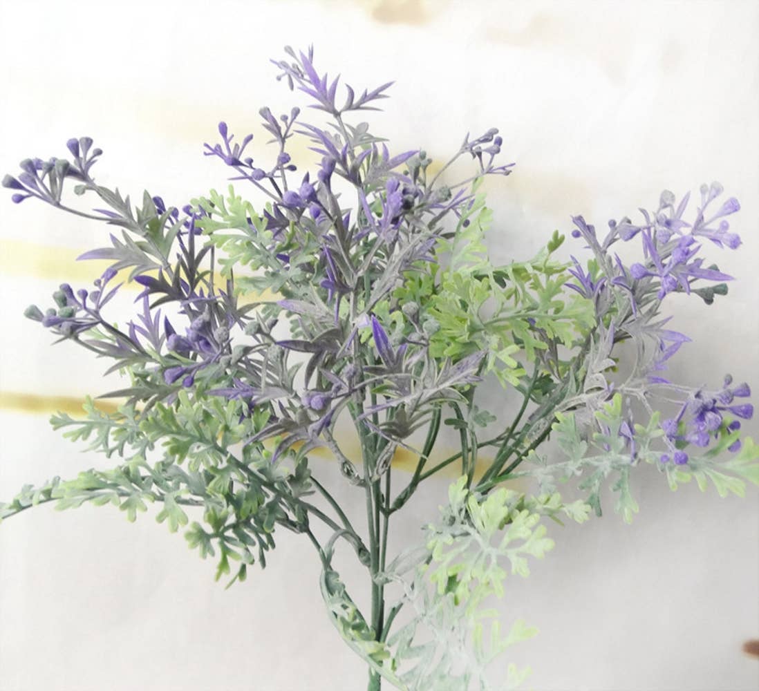 14" Artificial Flocked frosty Dusty Miller Bush