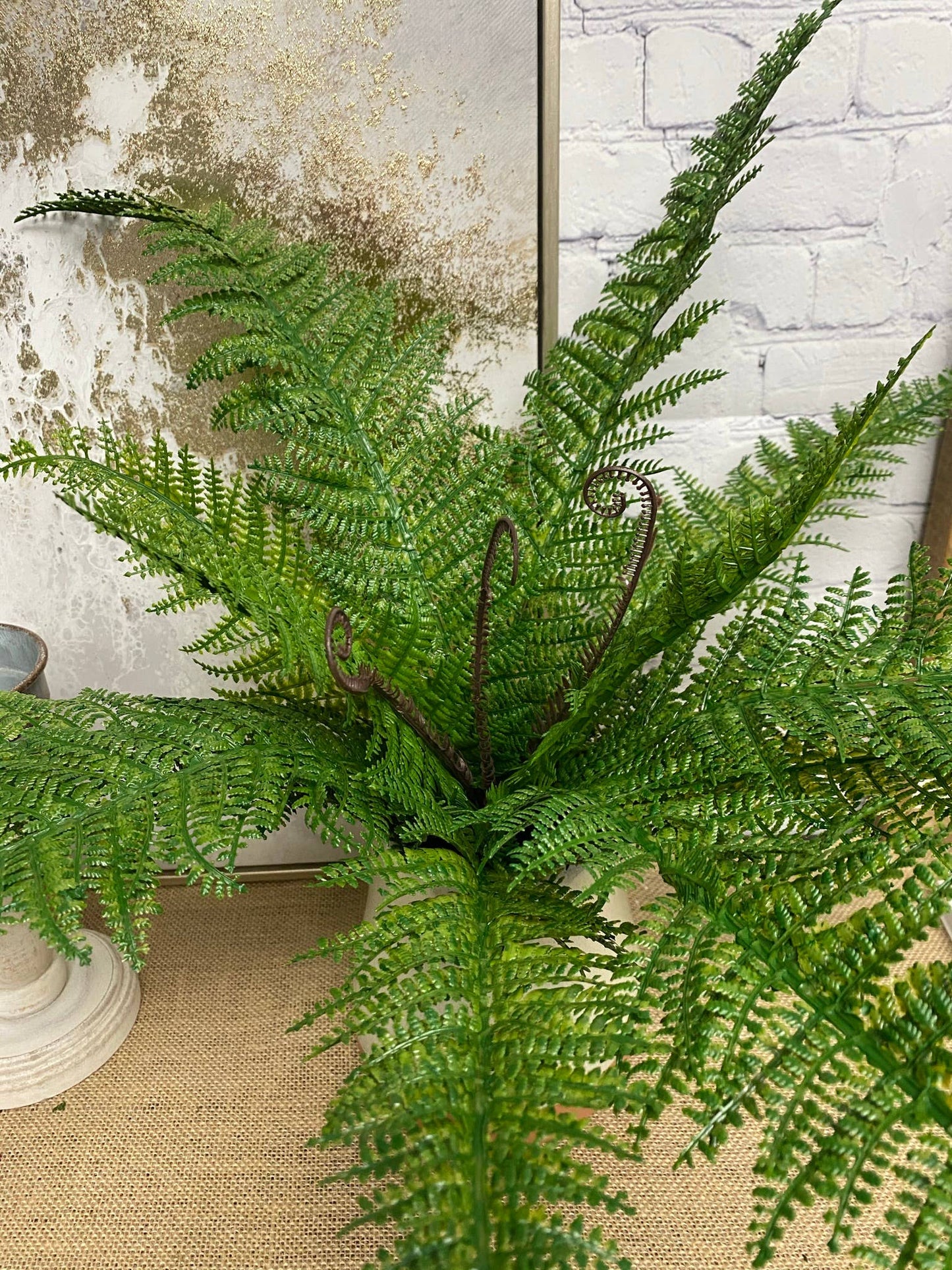 18" Artificial PVC plastic fern bush