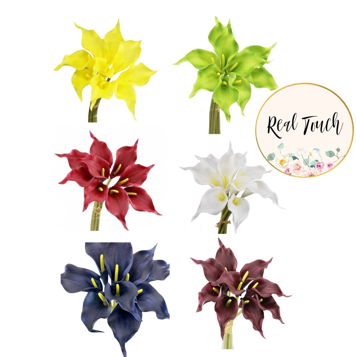 Pack of 9 - 16 inch Premium Real Touch Long tip Calla lily