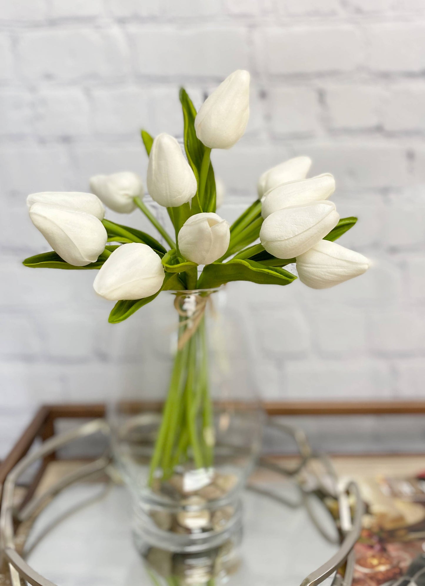 1 Dozen Real Touch Tulip Bud bouquet-13.25"