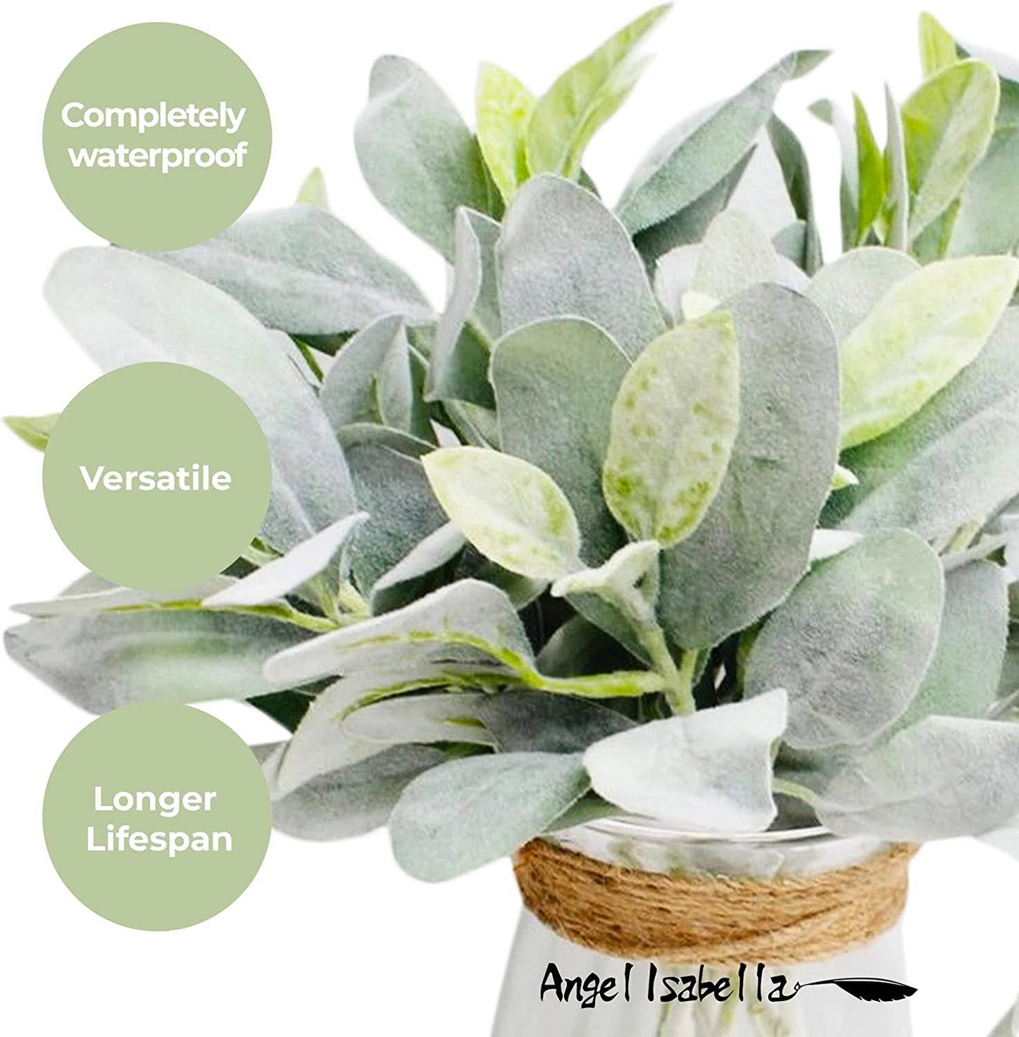 14"" "Realistic Flocked Artificial Lamb's Ear