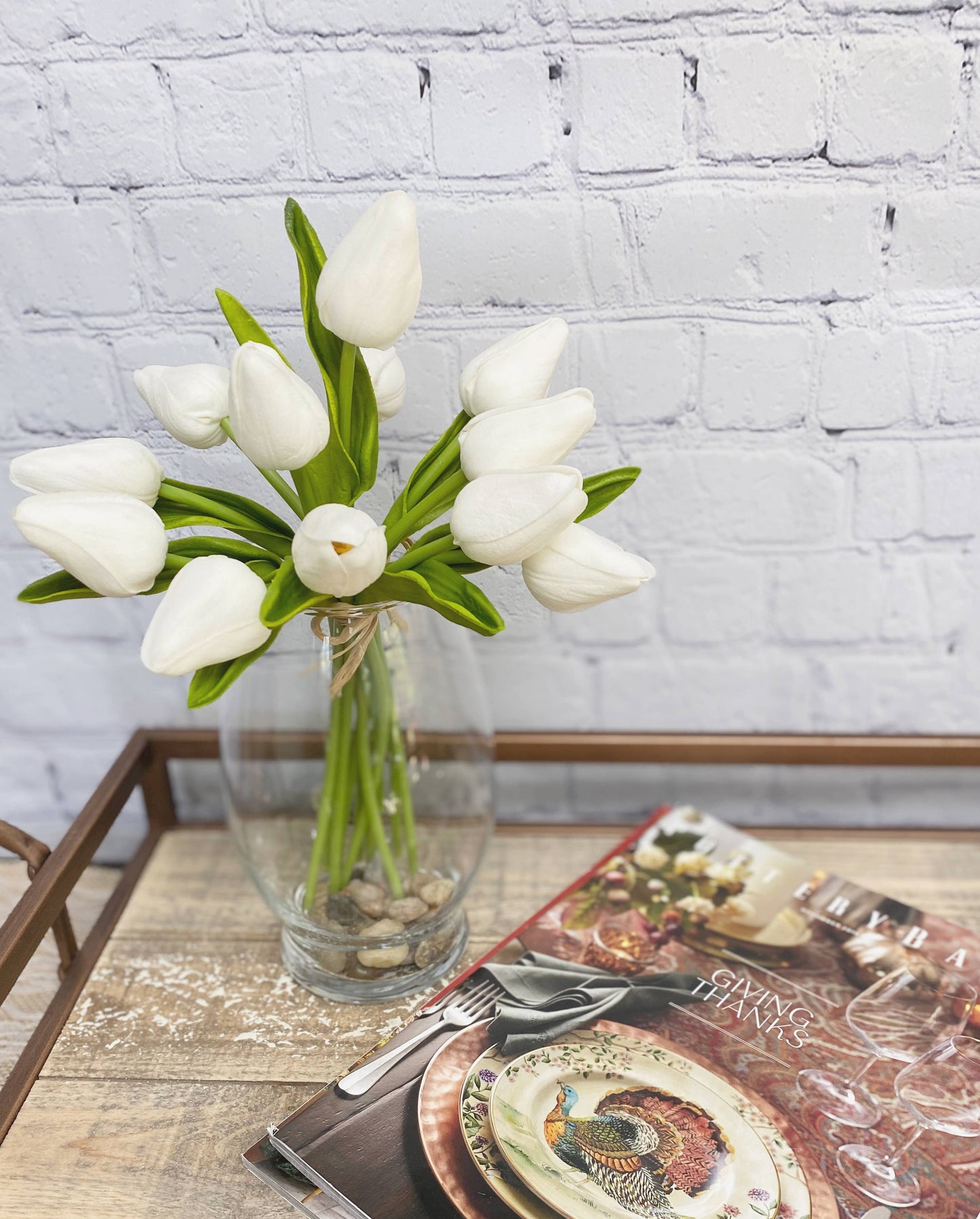 1 Dozen Real Touch Tulip Bud bouquet-13.25"