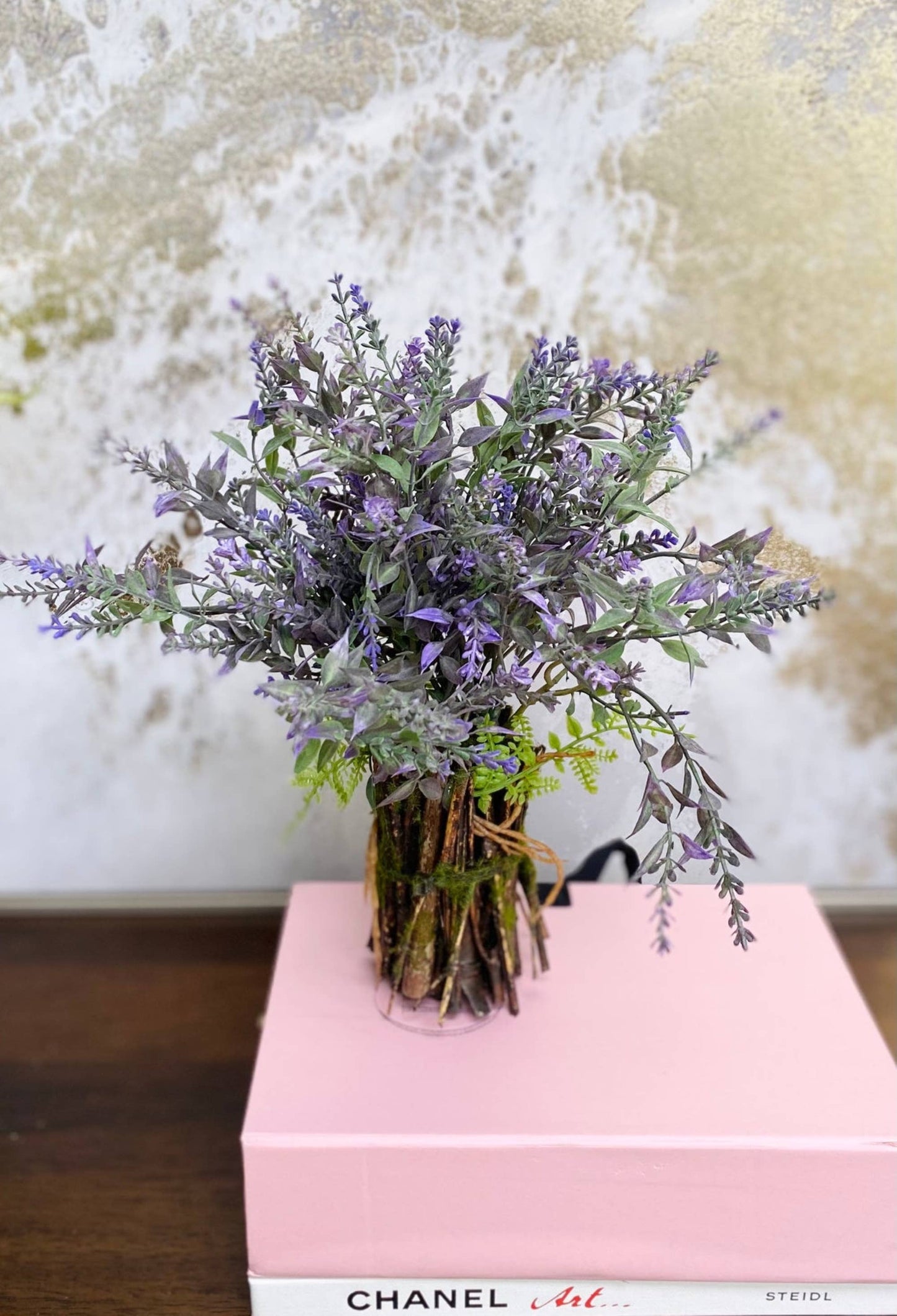 11” Tabletop centerpiece-artificial lavender bamboo stand