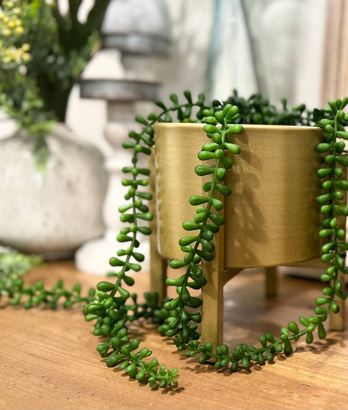 37" real touch faux pearl seeded succulents hanging garland
