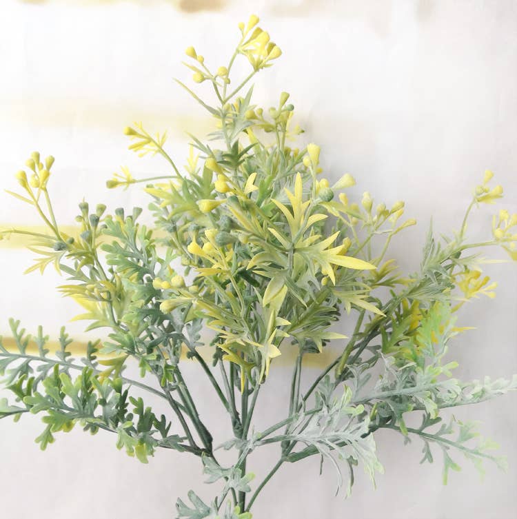 14" Artificial Flocked frosty Dusty Miller Bush