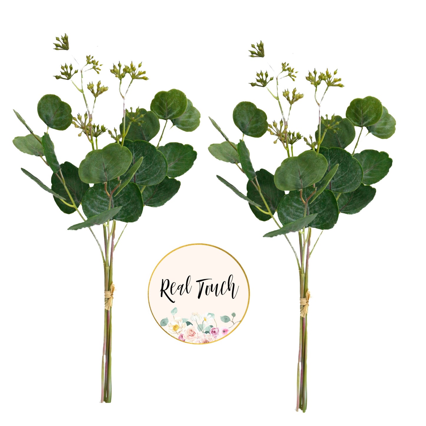 20"Real touch artificial Silver Dollar Eucalyptus-5stem pack