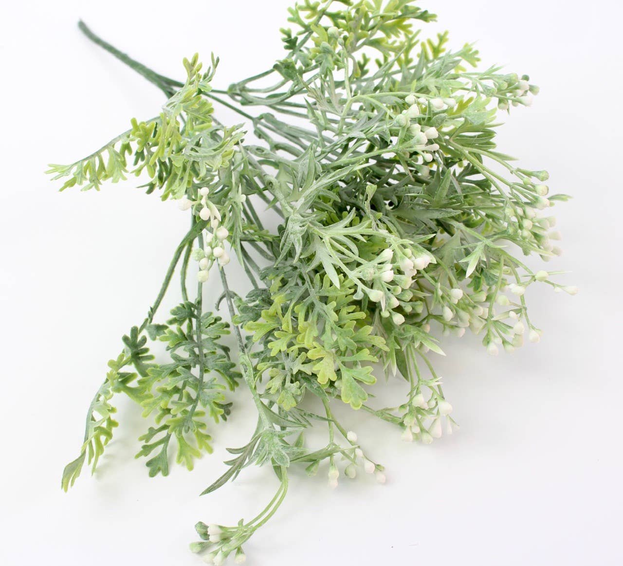 14" Artificial Flocked frosty Dusty Miller Bush