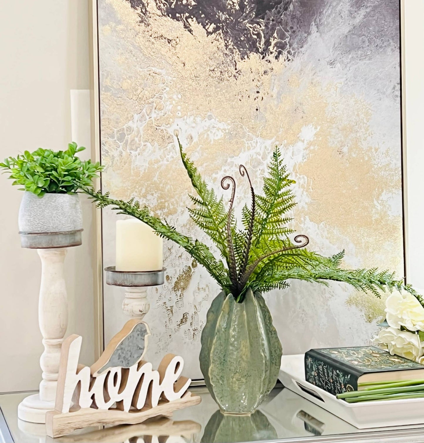 18" Artificial PVC plastic fern bush