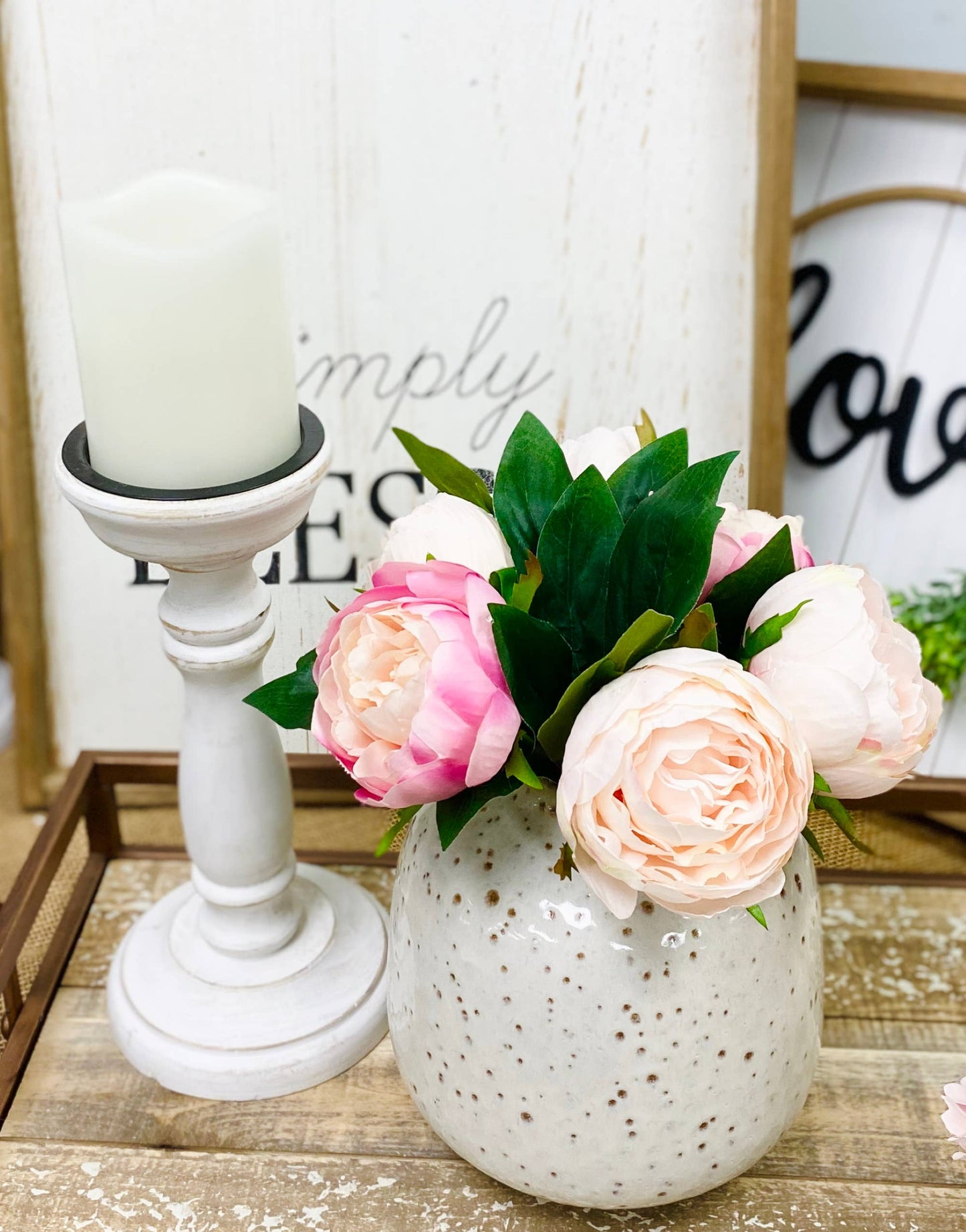 Artificial shades of pink peony bouquet