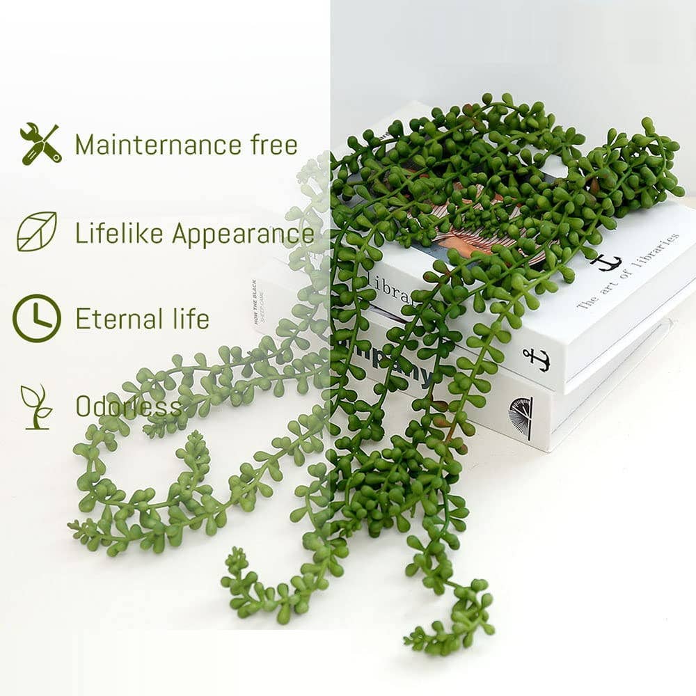 37" real touch faux pearl seeded succulents hanging garland