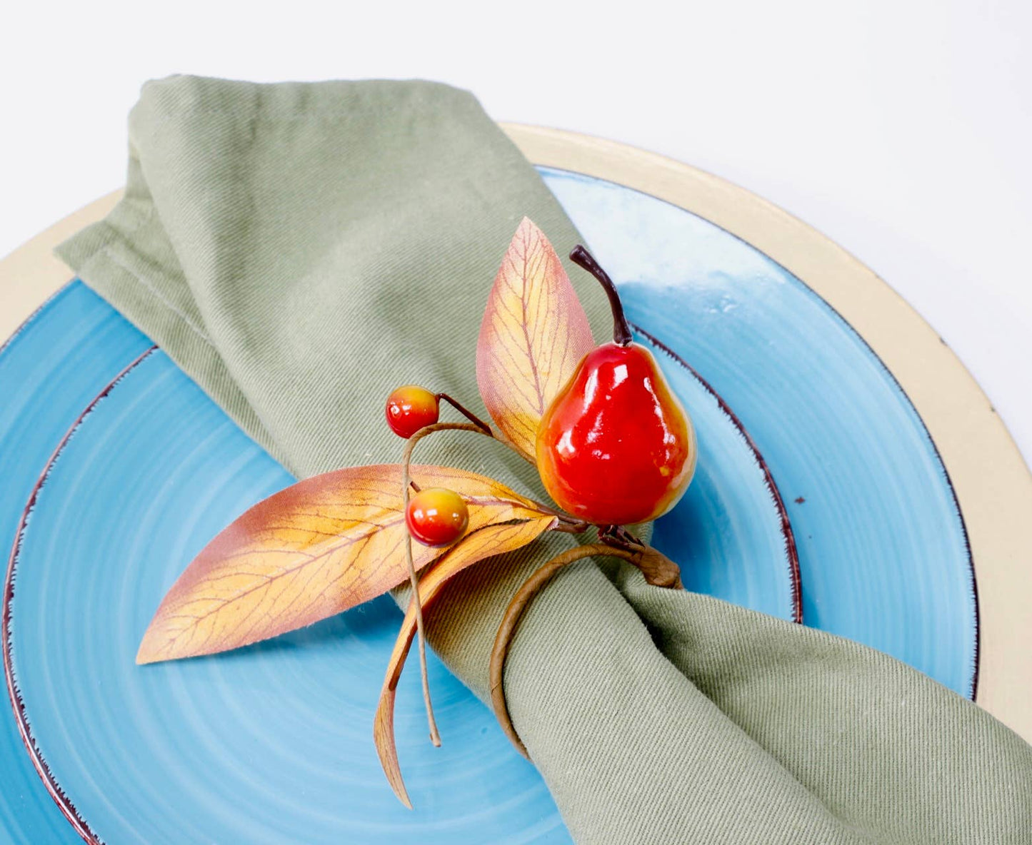 Pack of 6 - Fall napkin rings Maple pumpkin fruits