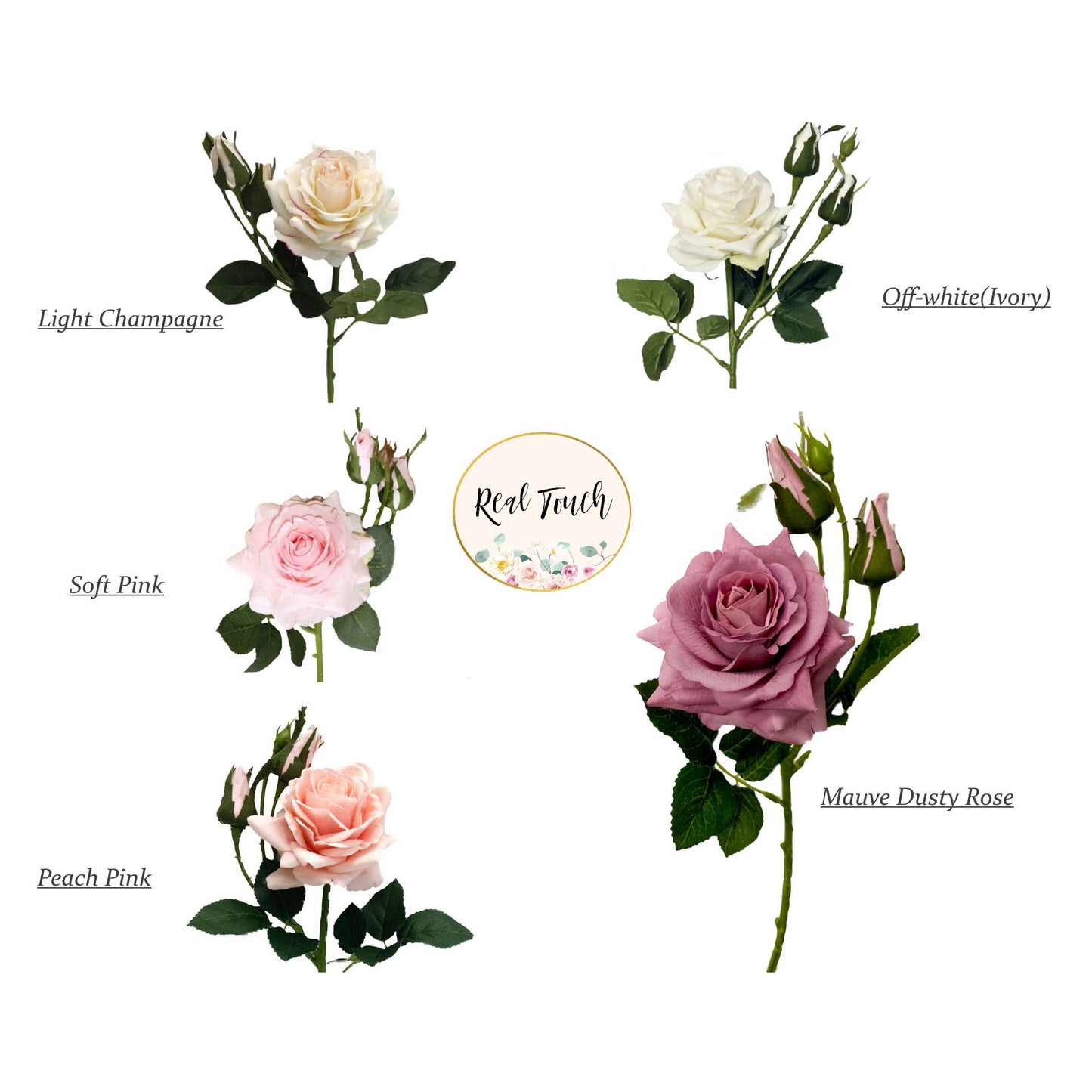 16" Real Touch Rose-moisturizing rose petal bendable stem