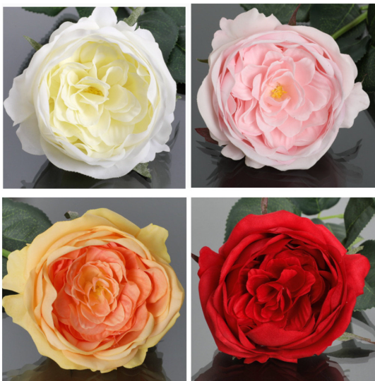 17" Artificial Real touch Cabbage Rose
