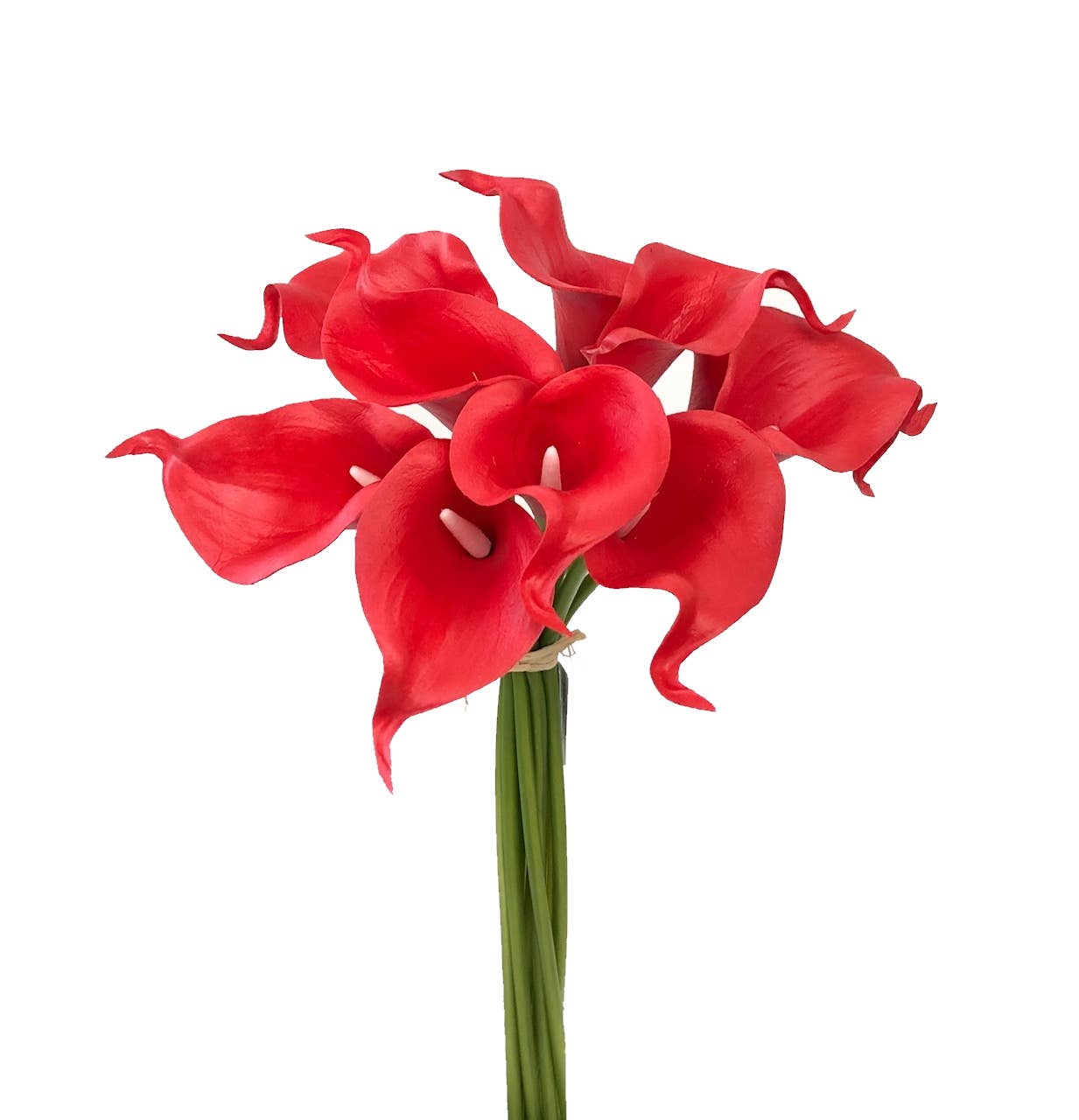 14"-10 stem bundled Real touch Red Calla lilies